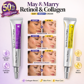 May & Mary Spicule Retinol & Collagen PDRN Cream Duo | Micro-Spicule Technology with Retinol, Collagen & PDRN | Overnight Skin Renewal, Pore Refinement & Wrinkle Smoothing