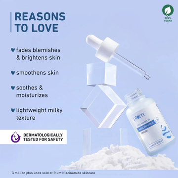 Plum 10% Niacinamide Rice Water Serum - Clarity Boost for Blemishes & Brightening | Clinically Proven for Oily, Acne-Prone Skin