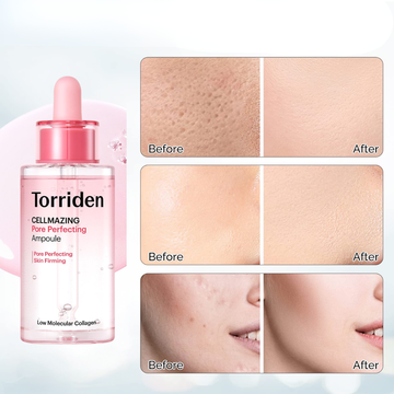 Torriden Cellmazing Pore Perfecting Ampoule | 5D Collagen + Peptide + PHA/LHA | Tightens Pores, Removes Blackheads & Smooths Texture