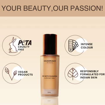 Charmacy Milano CMC Matte Foundation – 24HR Full Coverage, Waterproof & Transfer-Proof